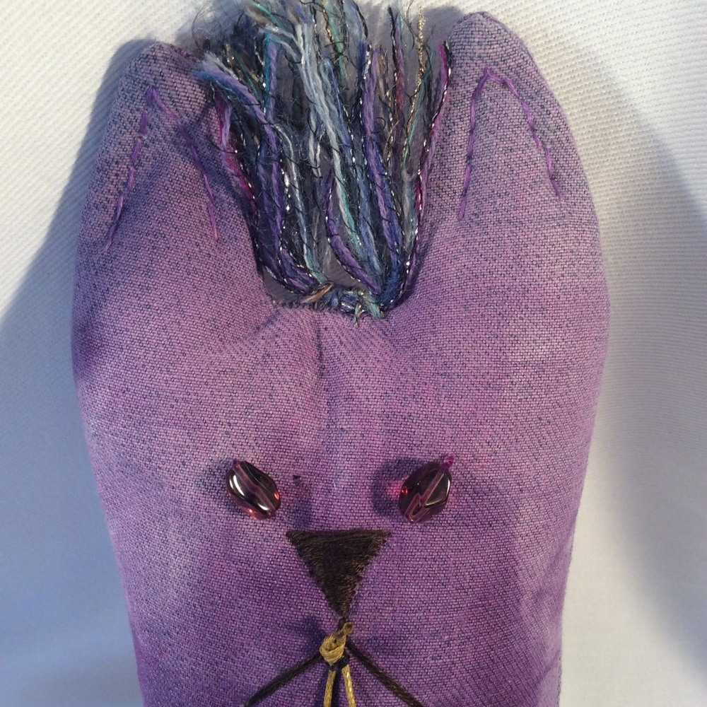 Boutique: Purple handmade cat stuffed animal - Picture 2 of 12